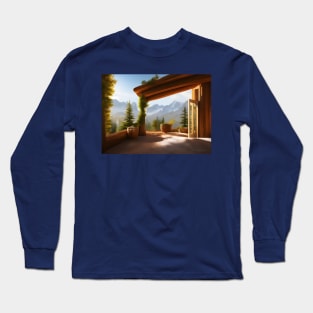 Sunny View of the Dolomite Mountains in Italy in winter Long Sleeve T-Shirt